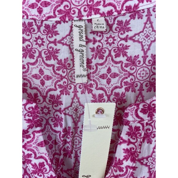 Grand & Greene Womens Size Large Lightweight Pink & White Lightweight Blouse NWT - Picture 3 of 9